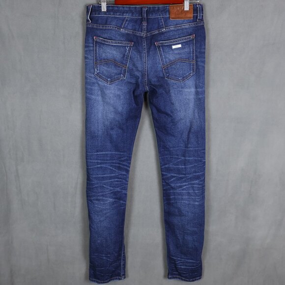 Armani Exchange Jeans Mens 30x32 J13 Slim Blue Whiskered Distressed Denim - Picture 2 of 15